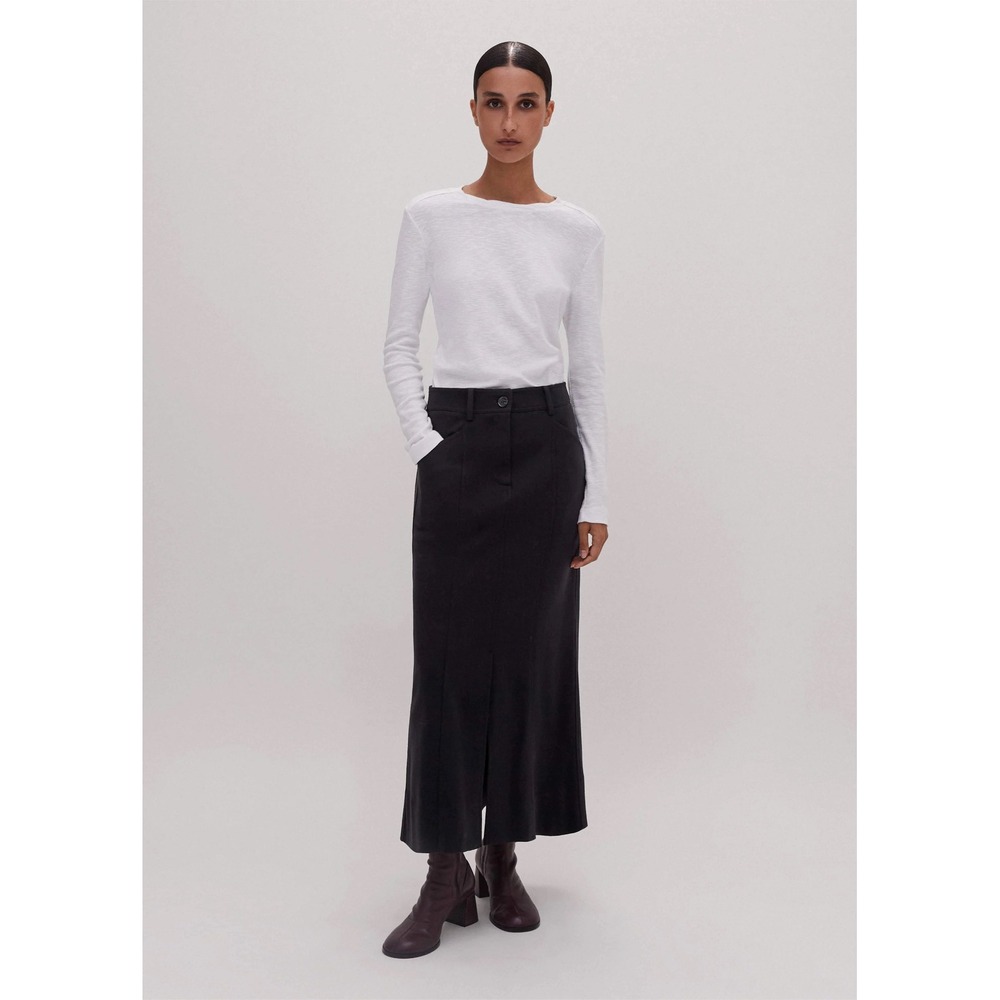 Me + Em Versatile Black Wool Blend Midi Travel Skirt Office Womens US 12 UK 16
